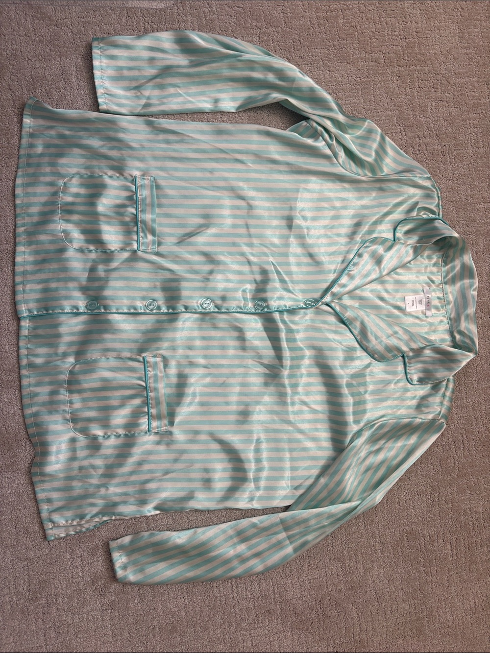 PINK Victoria's Secret Mint Green and White Striped Top Womens 1x Pajama Lounge
